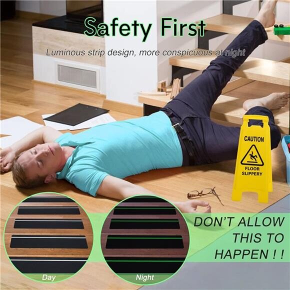 Outdoor Stair Treads Non-Slip 5-Pack, 6" x 24" with Glow-in-The-Dark Stripe - Picture 5 of 7